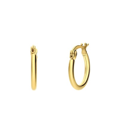 Lucardi Dames Stalen goldplated oorringen 15mm - Oorbellen - Staal - Goud