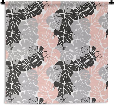Wandkleed - Wanddoek - Monstera - Pastel - Patronen - Bladeren - 180x180 cm - Wandtapijt