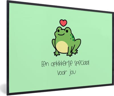 Fotolijst incl. Poster - Beterschap - Quote - Kikker - Opkikker - 60x40 cm - Posterlijst