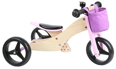 Houten Trike Fiets voor Kinderen met Verstelbare Zitpositie en Rubberen Banden