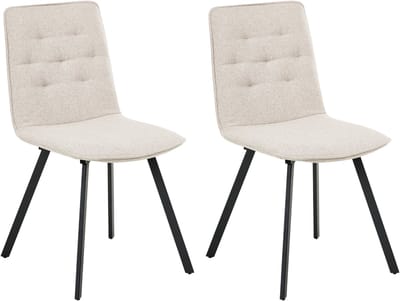 CARVER - Eetkamerstoel set van 2 - Lichtbeige - Polyester