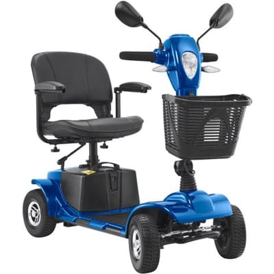VEVOR 4-wielige elektrische scootmobiel voor senioren, met een actieradius van 25 km, all-terrain reisrolstoel met antislipwielen, klimvermogen van 9° en een draagvermogen van 120 kg, blauw