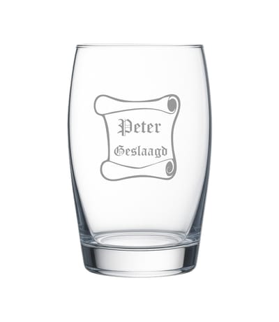 Gegraveerd waterglas - drinkglas - geslaagd - geslaagd cadeau - diploma - afgestudeerd - Naam + Geslaagd - glas gravering - glas graveren - gepersonaliseerd cadeau