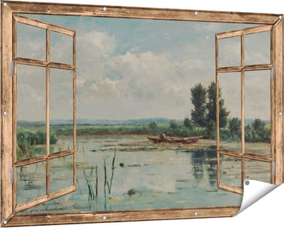 Gards Tuinposter Doorkijk Plas bij Loosdrecht - Willem Roelofs - 150x100 cm - Tuindoek - Tuindecoratie - Wanddecoratie buiten - Tuinschilderij
