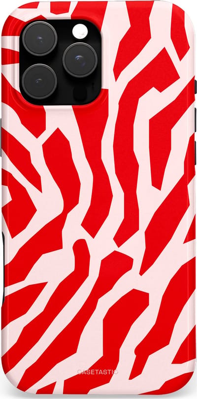 Casetastic Hoesje Geschikt voor Apple iPhone 16 Pro Max Magsafe - Stijlvolle Beschermende Duo-layer Case - Roze Rode Vorm Abstractie