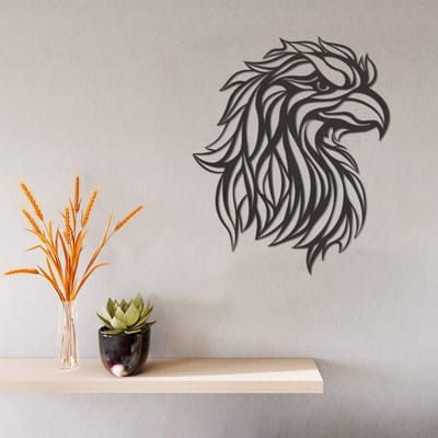 Wanddecoratie - Adelaar - Hout - Wall Art - Muurdecoratie - Woonkamer - Zwart - 35 x 29 cm