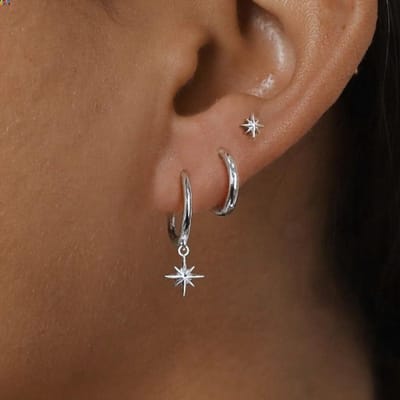 3 Stuks Mode Roestvrij Staal Rond Ster Druppel Oorbellen voor Vrouwen Trendy Kristal Zirkonia Dangle Oorbel Punk Unisex Rock Sieraden brown