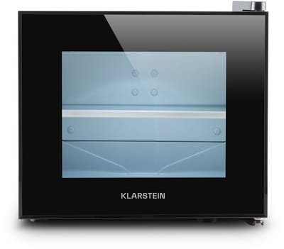 Klarstein Mini-Koelkast Happy Hour 9.8L 58W Zwart - Minikoelkast Drankkoeler Hotelkoelkast,9.8L 30 dB - voor Hotelkamer voor Kantoor voor Slaapkamer - LED-Binnenverlichting Glasdeur Stil - Mini Fridge - Kleine Koelkast - Compact Koelkast