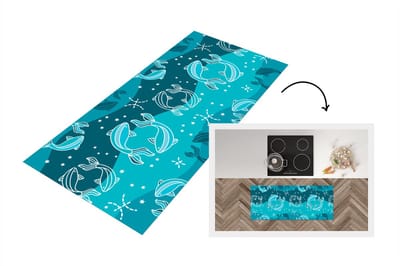 Keukenloper - Loper keuken - Vissen - Zodiac - Design - 120x50 cm - Keukenloper vinyl