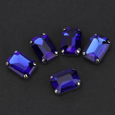 Lot de 10 strass rectangulaires à coudre en verre et cristal pour vêtements, accessoires de bricolage (Bleu) bleu royal