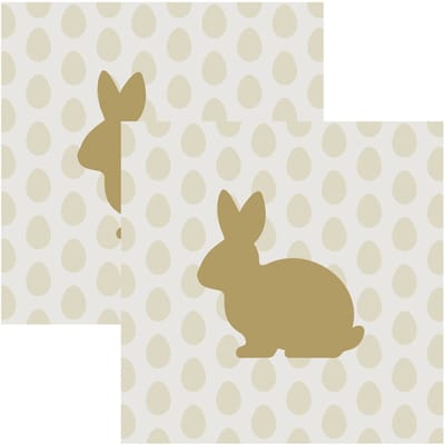 Duni Paas thema servetten Golden Bunny - 40x - Pasen print - 33 x 33 cm - feestservetten - Paasontbijt tafeldecoratie servetjes