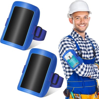 2 stuks blauw badgehouders, ID-badgehouder, transparante waterdichte armbanden, kaarthouder armband elastische band ID-badge, verstelbare ID-kaartband voor kantoren, magazijnen, beveiligers, politie, wandelen, fietsen, skiën personeel - Cyslmuk®