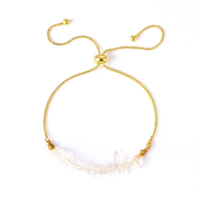 Bergkristal Armband Dames - Goudkleurig - Edelsteen Natuursteen - Verstelbaar - Kasey
