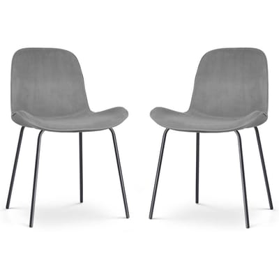 Nolon Nora-Fé Eetkamerstoelen Set van 2 Velvet Grijs - Fluweel - Stof - Zwarte Poten