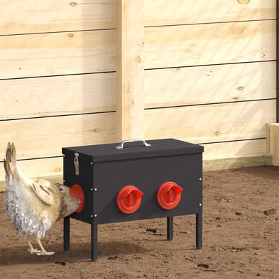 vidaXL - Kippenvoerbak - 2 - Zwart - 42 - x - 20,5 - x - 33 - cm - 15 - kg - Koudgewalst - Staal