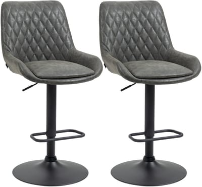 HOMCOM barkruk - kunstleer - 51L x 59B x 97-117H cm - donkergrijs