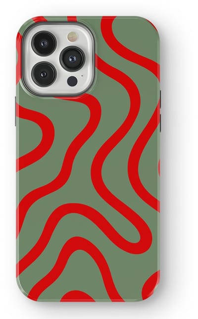 DripCase Curvy Lines Hoesje geschikt voor iPhone 13 Pro Max | Backcover met Mag | Design Tough Case geschikt voor iPhone 13 Pro Max Crimson Terrain