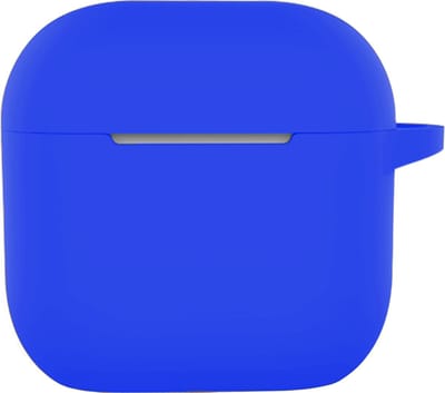 Hoesje - Geschikt voor Apple AirPods 4 - met Clip - Siliconen Hoes - Silicone Case Cover - Blauw