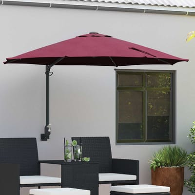 vidaXL - Tuinparasol - 248 - x - 248 - x - 148 - cm - Polyester - en - Staal - Bordeaux - Rood