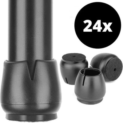 Knaak Stoelpootbeschermers - Anti-Kras - Vilt - Geschikt voor: Ø 17-22 mm - Zwart - 24 stuks