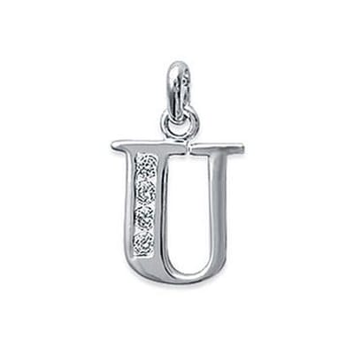 Blinx Jewels Zilveren Hanger Letter U Steentjes