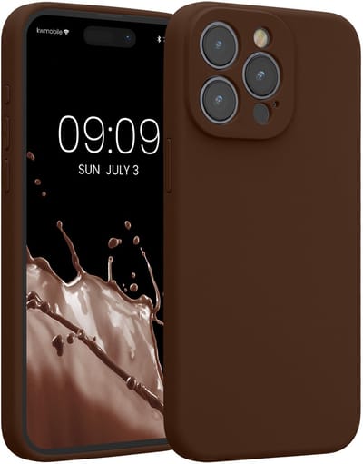 kwmobile telefoonhoesje geschikt voor Apple iPhone 15 Pro Max - TPU backcover met siliconen coating - Smartphone case in chocoladebruin