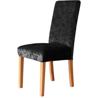 Tissu Velours Brillant Couleur Unie Housse de Chaise Pas Chère Taille Universelle Housse de Chaise Extensible Housse de Siège Housse Anti-taches Pour Salle à Manger 1pc chair cover black