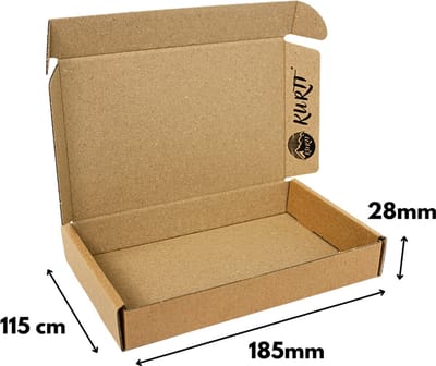Kurtt - 100 Verzend dozen (extra sterk), brievenbus dozen, (A- kwaliteit karton) 185 x 115 x 28 mm (A6)