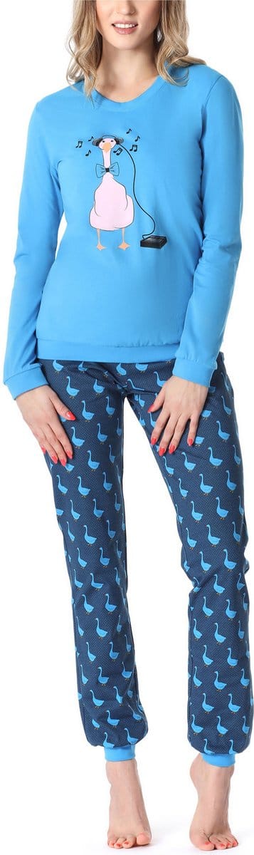 Merry Style Dames Pyjama - Lange mouwen - Lange broek - Katoen - MS-MS10-167-PJ - Blauw Gans - S