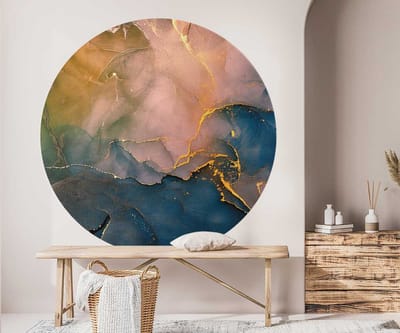 Behangcirkel 125cm Acrylic yellow gold blue pink - Wallz