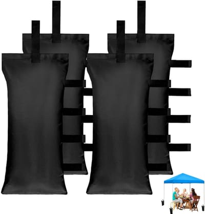 4 stuks - Set met contragewicht zandzakken voor luifel - Contragewicht zandzak voor luifel - Zwart - Zandzak - Contragewicht zandzak voor luifel - Grote, winddichte zandzak voor vast frame - Met klittenbandsluiting en draaghendel