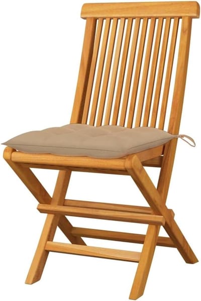 Tuinstoelen 2 stuks - Houten stoelen - Buiten zitten - Inklapbaar en weerbestendig - 47x60x89 cm - Beige