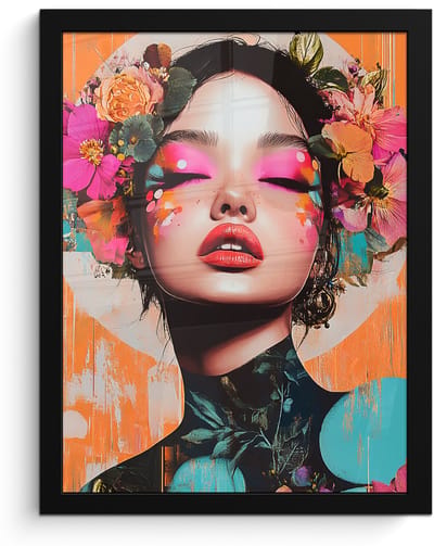 Poster in lijst - Fotolijst 30x40 cm - Posters - Portret - Vrouw - Abstract - Bloemen - Posterlijst zwart - Decoratie - Wanddecoratie woonkamer - Muurdecoratie slaapkamer