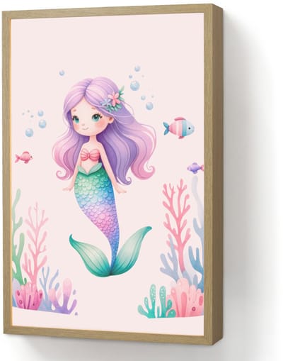 Nachtlampje 40x60 cm - Kinder lamp - Zeemeermin - Paars - Zeedieren - Onderwater - Vissen - Tafellamp kinderkamer draadloos - Slaapkamer lampje - Bedlamp kinderen - Kinderlampje - Wandlamp babykamer - Nachtlampjes