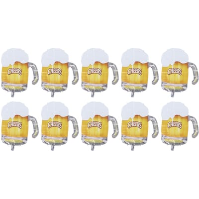 10 Pièces Ballon Mug à Bière Décoration de Fond de Fête Thème Bière Grands Mugs à Bière Réutilisables en Aluminium