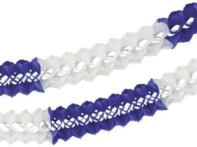 Guirlande extra groot, papier Ø 16 cm · 10 m blauw/wit brandvertagend