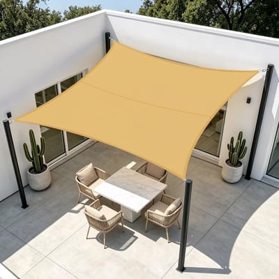 FENG 2x3m Rechthoekig Zonnescherm Doek - Oxford Stof 95% UV-Bescherming Waterdicht voor Tuin, Patio & Terras - Zand