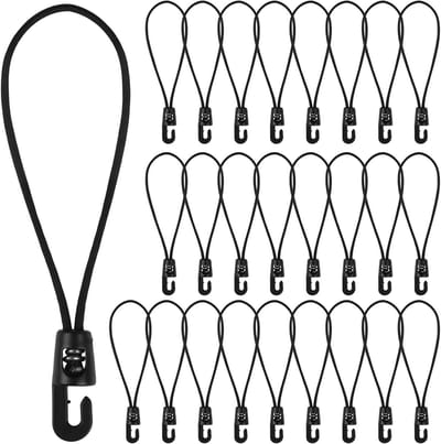 25 Stuks Bungee Koorden met Haakjes, 15 cm Multifunctionele Bungee Koorden voor Kamperen, Tenten en Zeilen
