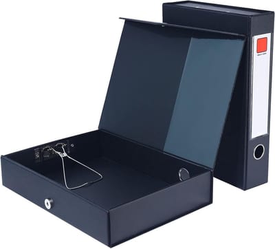 Set van 2 A4 Bestandenboxen, 68 mm, Zwart, Plastic Bestandenbox met Veer, Ring en Slot voor Kantoor, School of Archiefgebruik