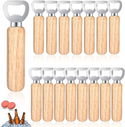 Flesopeners, Bierflesopener met Houten Handvat, Draagbare Flesopener, Gepersonaliseerde Flesopener met Houten Handvat voor Thuis, Keuken, Bar