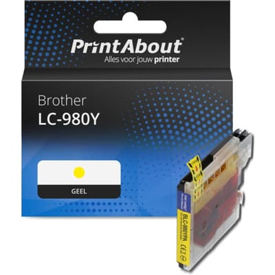 PrintAbout huismerk Inktcartridge LC-980Y Geel Geschikt voor Brother