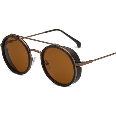 Zonnebril Heren Hoge Kwaliteit Punk Bril Klassieke Stijl Ronde Zonnebril Stijlvolle Street Photo Zonnebril Legering Frame Buitenbril