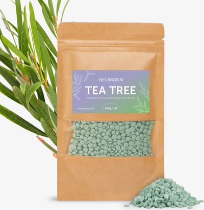 NEOMANN Wax Parels voor Ontharing met Wax 450g - Theeboom Geur - harde Wax of Sax voor Pijnloze Ontharing met Waxkralen - voor Alle Waxverwarmers en voor het Hele Lichaam, Gezicht, Bikinilijn