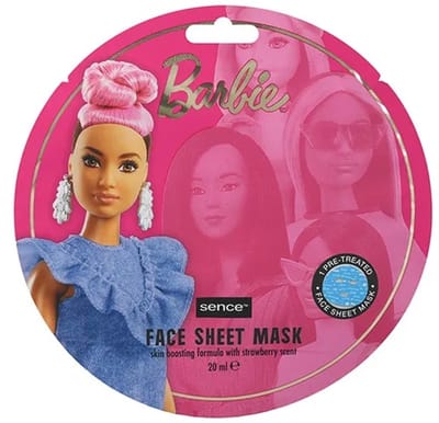 Sence face sheet mask Barbie - aardbei roze girls facemask - 20ml - gezichtsmasker tissue masker met print
