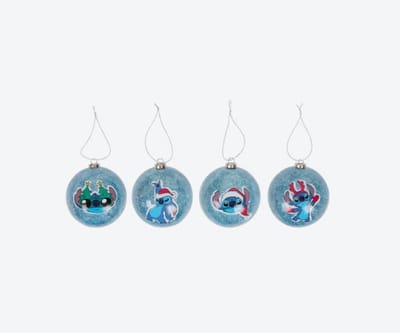 Lilo en Stitch Disney Kerstballen Set – 4 stuks – Kunststof Ornamenten Ø 7,5 cm – Disney Figuren