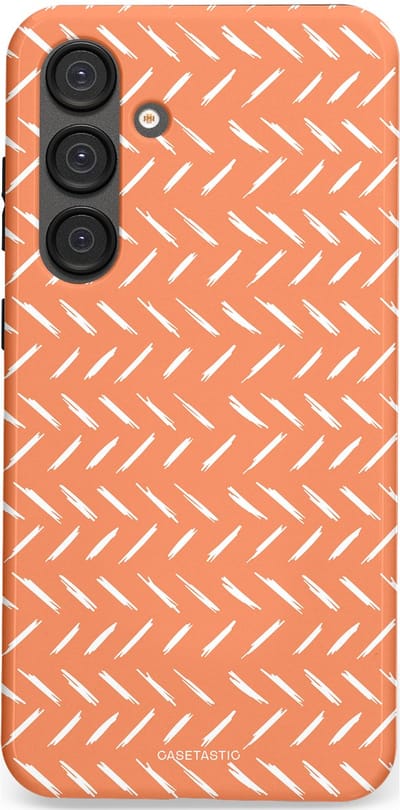 Casetastic hoesje geschikt voor Samsung Galaxy S25 Plus - Dubbellaagse bescherming - Oranje Witte Nederland Cross Patroon - Fashion Case - Terracotta Zand