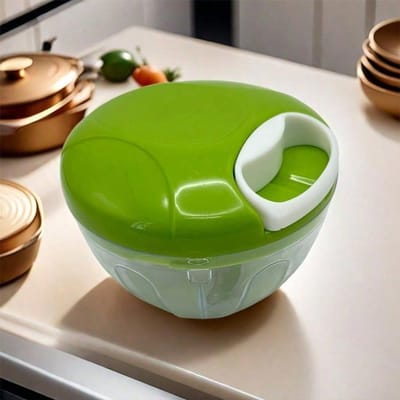 Handmatige Groentesnijder Voedselhakker met Bakje, Handmatige Groentesnijder met Trekkoord voor Salade, Knoflook, Noten, Uien groen