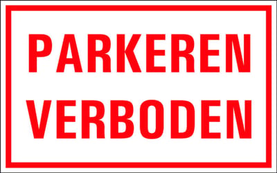 Parkeren verboden tekstbord, kunststof 400 x 250 mm