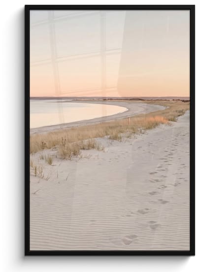 Poster in lijst - Fotolijst 80x120 cm - Posters - Kustlijn - Horizon - Hek - Posterlijst zwart - Decoratie - Wanddecoratie woonkamer - Muurdecoratie slaapkamer