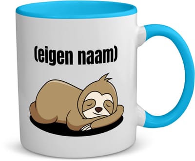 Akyol - luiaard met eigen naam koffiemok - theemok - blauw - Luiaard - luiaard liefhebbers - iemand die houdt van luiaards - verjaardag - cadeau - kado - 350 ML inhoud